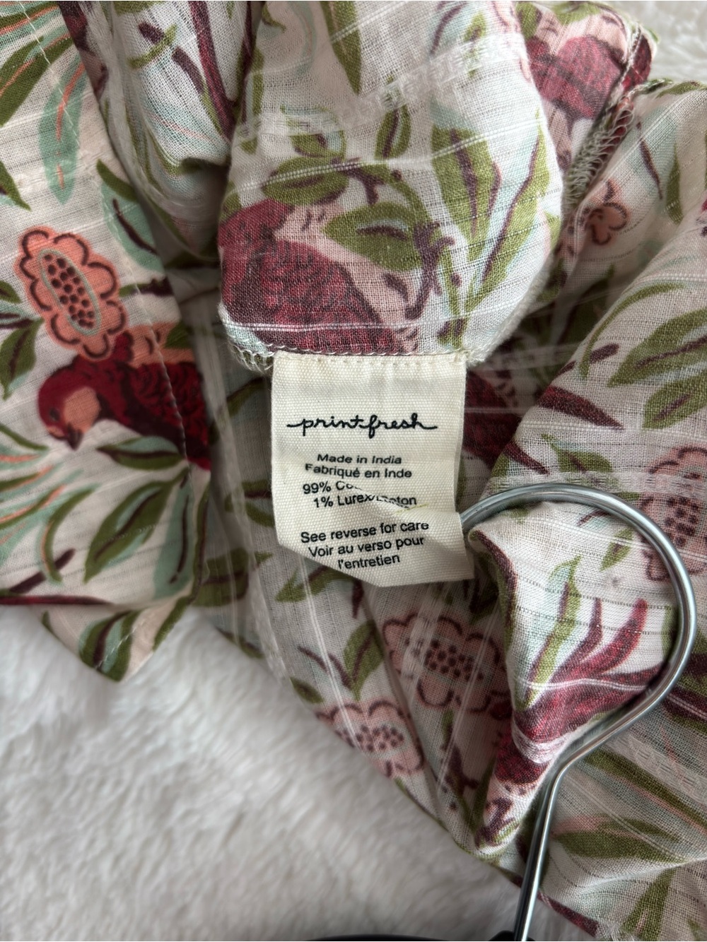 Printfresh On The Books Blouse - Birdsong Latte Foam Size Small Scallop Trim - Picture 9 of 10